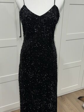 Lucy Paris Black Sequin Strapless Slip Dress